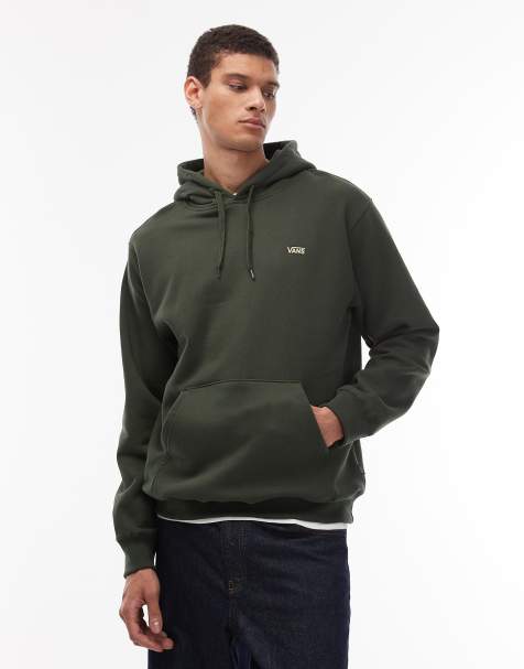 Vans – Olivgrön, ledig huvtröja med logga på vänstra bröstet - view 1