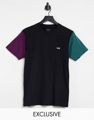 Vans Opposite colourblock t-shirt in black multi Exclusive at ASOS