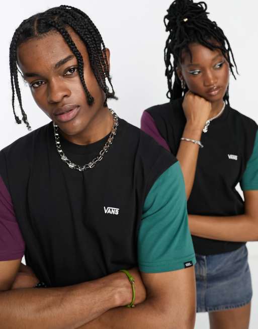 Vans Opposite colourblock tshirt in black multi Exclusive at ASOS