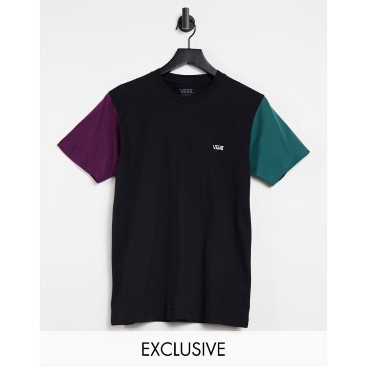 Vans Opposite Schwarzes T Shirt mit mehrfarbigem Farbblock