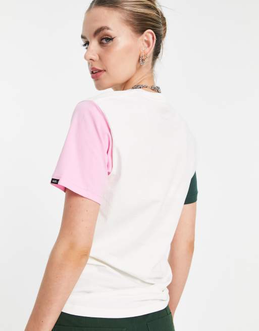 Vans Opposite T shirt color block Rose et vert ASOS