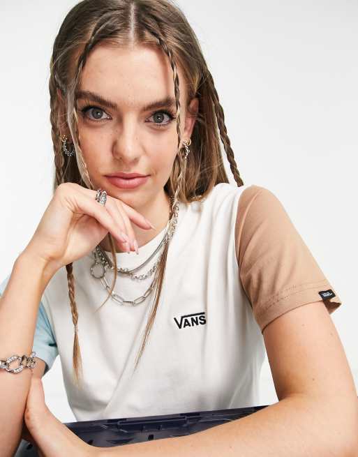 Vans Opposite t-shirt in white and brown