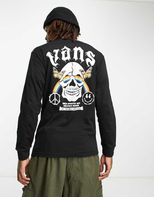 Vans opposites unite back print long sleeve t-shirt in black | ASOS