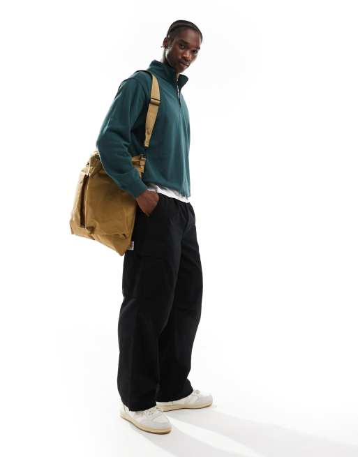 Vans Original – Standards – Fleece-Sweatshirt in Grün mit Oversized Fit und kurzem Reißverschluss