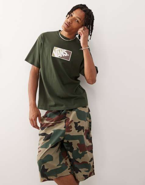 Vans Original - Standards - T-shirt met rechthoekig logo in groen - view 1