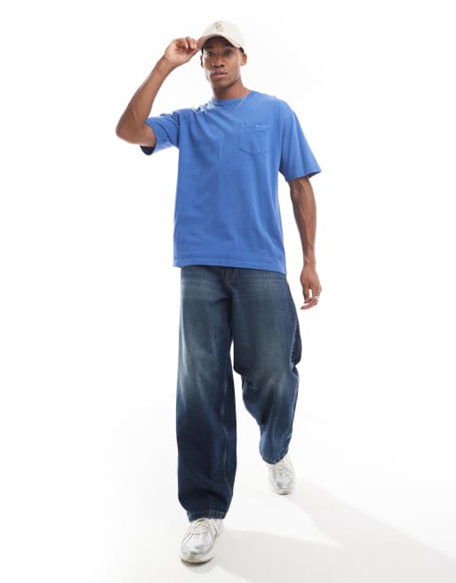 Vans - Original Standards - T-shirt met wassing, zak en korte mouwen in blauw