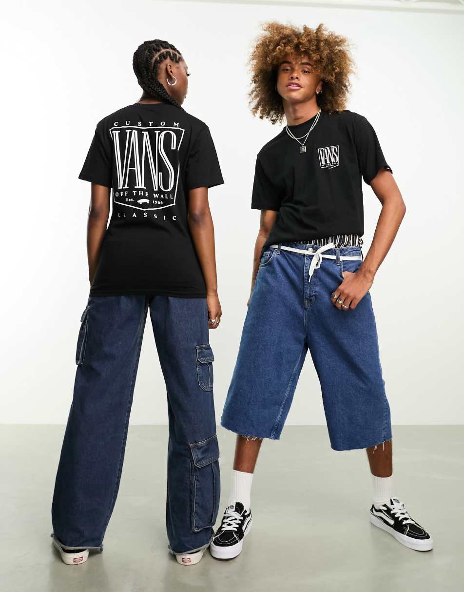Vans original tall type t-shirt with back print in black