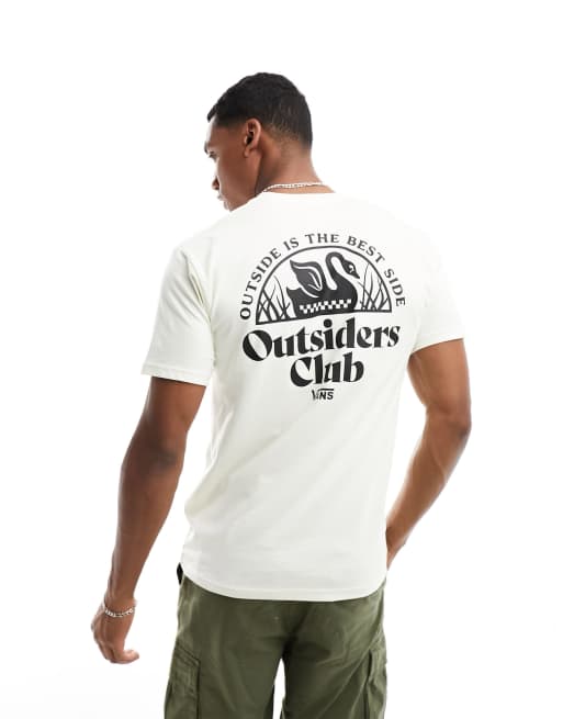 Vans – Outsiders Club – T-shirt w kolorze złamanej bieli z kieszenią i nadrukiem na plecach