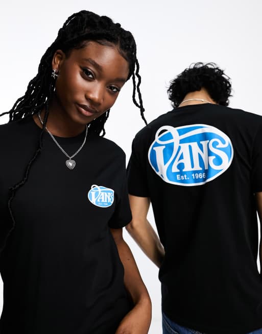 Vans oval script back print short sleeve graphic T shirt in black