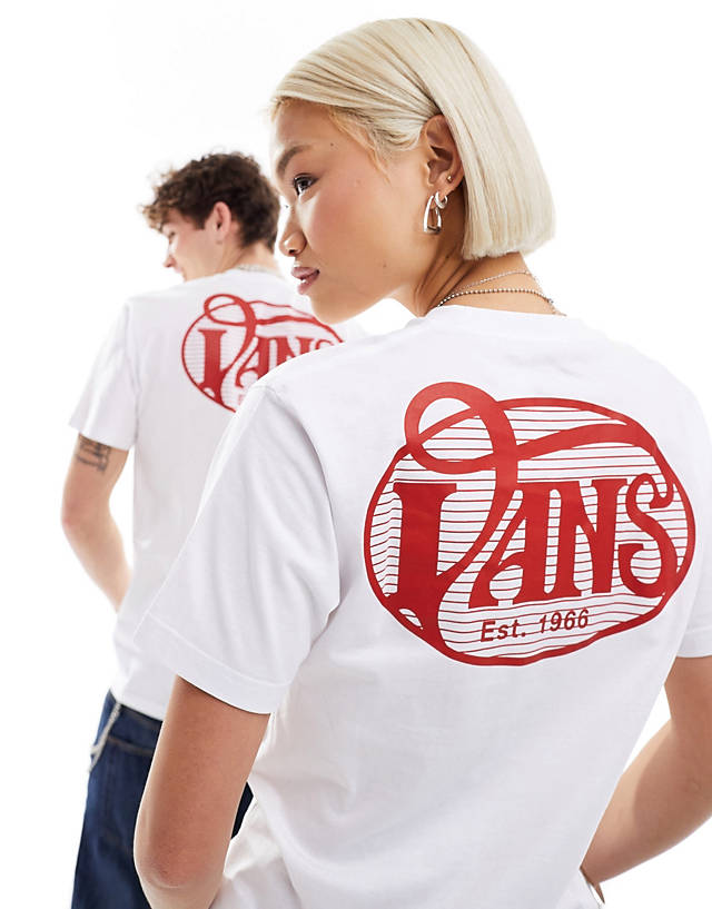 Vans - oval script back print t-shirt in white