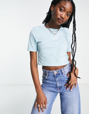 Vans Oval Sporty crop t-shirt in blue Exclusive at ASOS - ASOS Price Checker