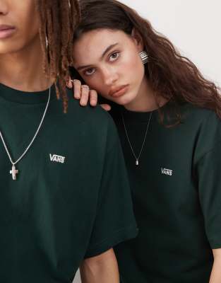 Vans - Oversize-T-Shirt in Dunkelgrün mit Logo auf der linken Brust-Grau