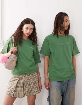 Vans - Oversize-T-Shirt in Fairway-Grün mit Logo auf der linken Brust