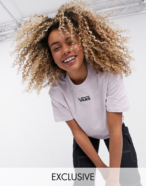 Vans Oversized chest logo t-shirt in lilac Exclusive at ASOS