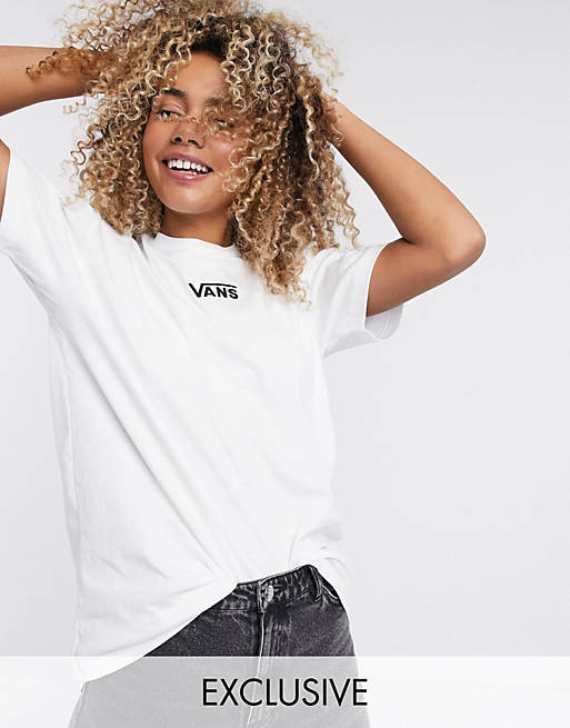 Vans Oversized chest logo t-shirt in white Exclusive at ASOS