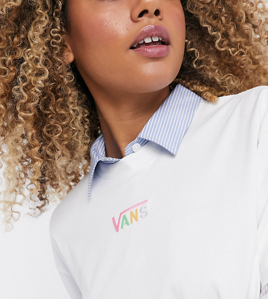 Vans Oversized chest logo t-shirt in white with pastel logo Exclusive at ASOS
