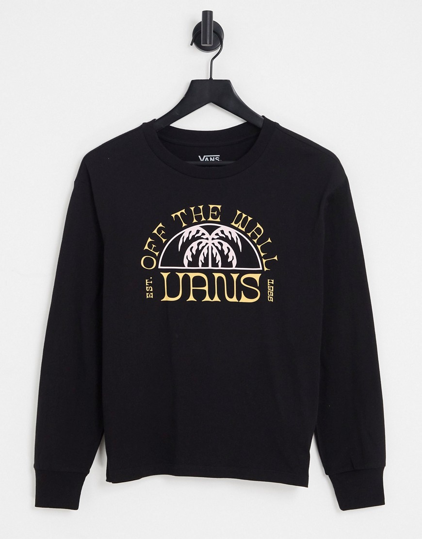 Vans Oversized long sleeve T-shirt with palm print in black