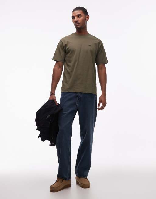 Vans - Oversized T-shirt met logo links op de borst in olijfgroen, 2 van 5