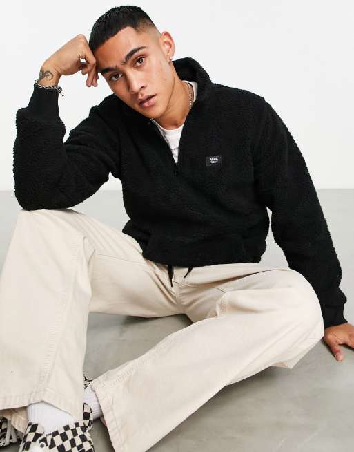 Vans Owen 1 and 4 zip fleece in black 