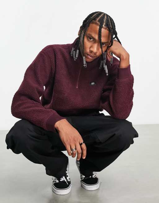 Vans Owen 1 and 4 zip sweatshirt in burgundy