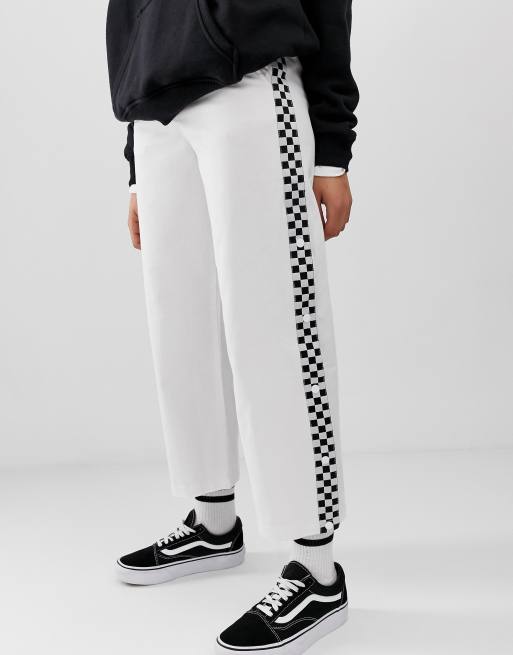 Vans Pantalon large avec bande damier Blanc