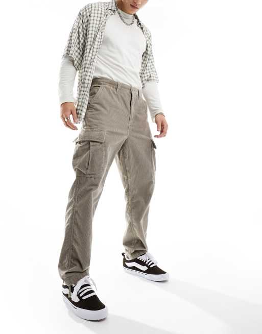 Vans Pantaloni cargo beige in velluto a coste