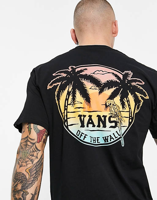 Vans paradise back print t-shirt in black