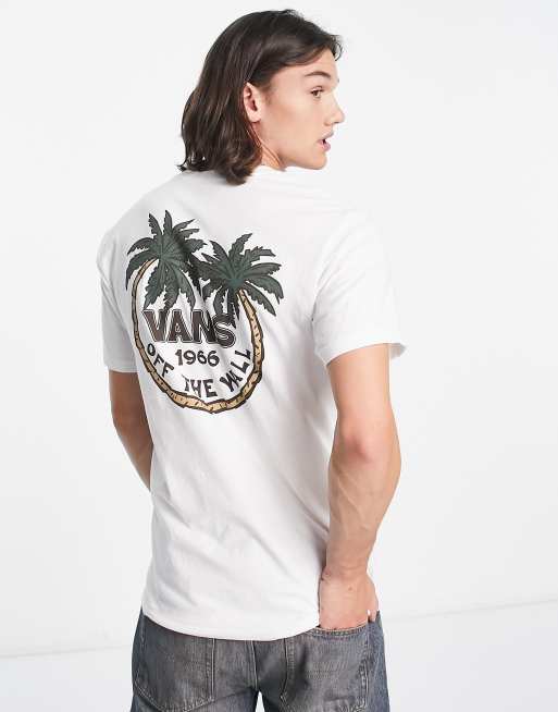 Vans paradise dual palm back print T-shirt in white | ASOS