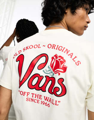 Vans - Pasa - T-Shirt in Creme mit Rückenprint-Weiß