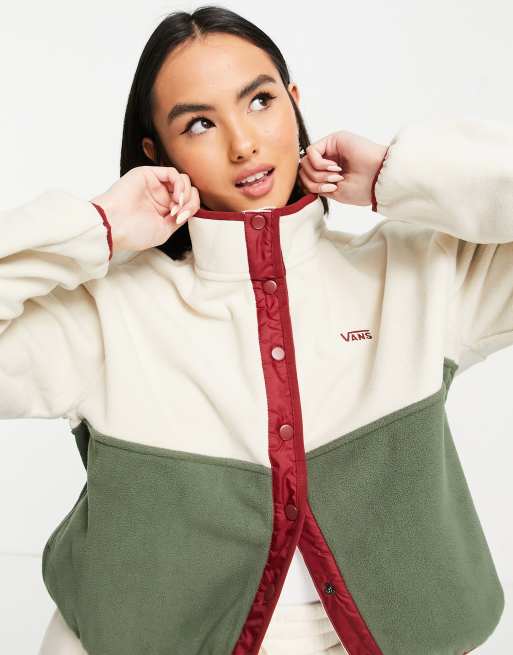 Vans Patchwork color block funnel neck sweat in beige ASOS