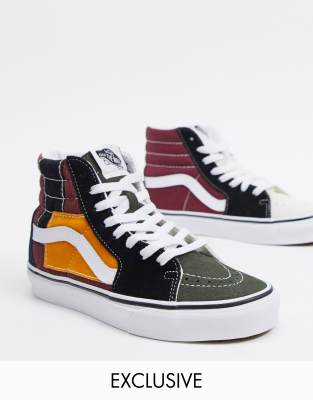 Vans Patchwork Sk8 Hi sneakers in multi Exclusive at ASOS | ASOS