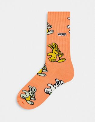 Vans Peace Bunny socks in orange