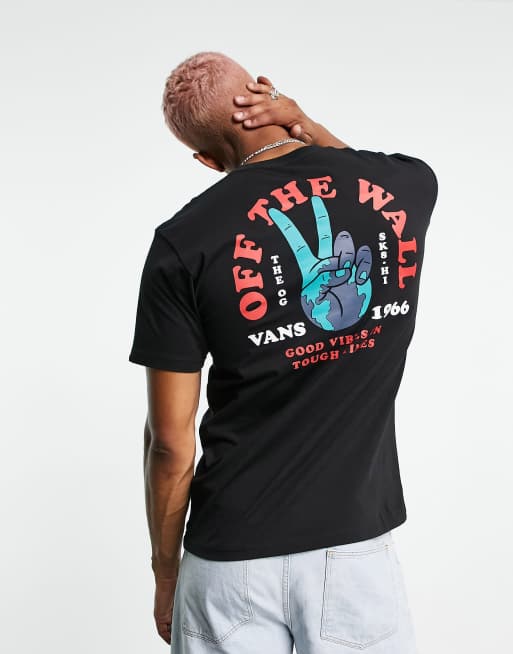 Vans - Peace World - T-shirt met print op de achterkant in zwart