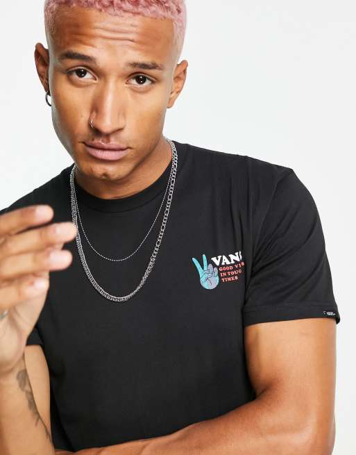 Vans - Peace World - T-shirt met print op de achterkant in zwart, 3 van 4