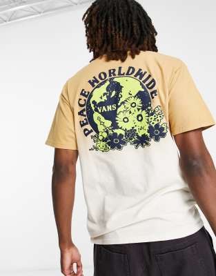 Vans 'Peace Worldwide' back print t-shirt in taupe