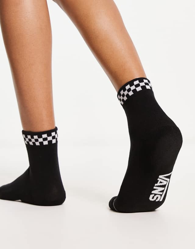 Vans peek a checkerboard socks in black