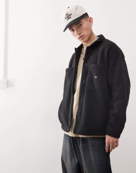 Vans penmar heavyweight polar fleece shacket in black - view 1