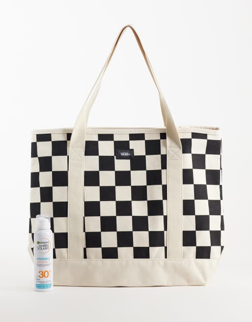 Vans Perg tote met schaakbordprint in wit en zwart, 2 van 4
