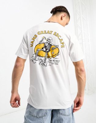 Vans - Permanent Vacation - T-shirt avec imprimé squelette au dos - Blanc | ASOS