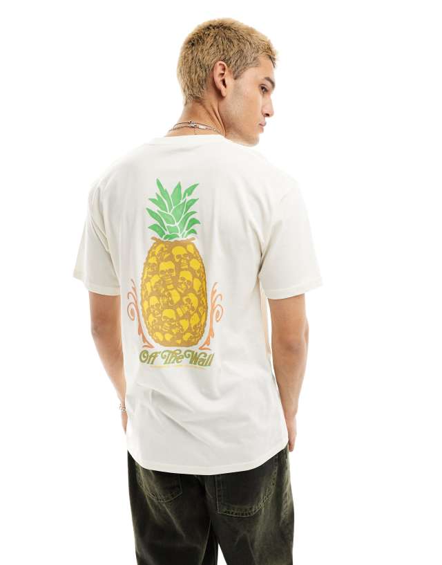 Vans - pineapple skull back print t-shirt in white