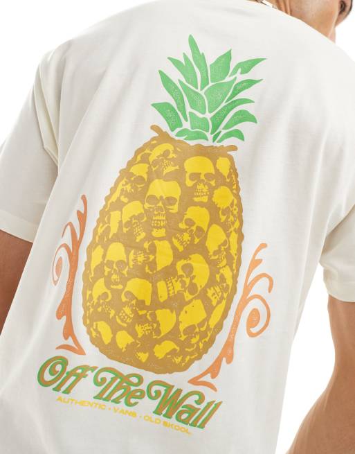 Vans pineapple skull back print t shirt in white ASOS