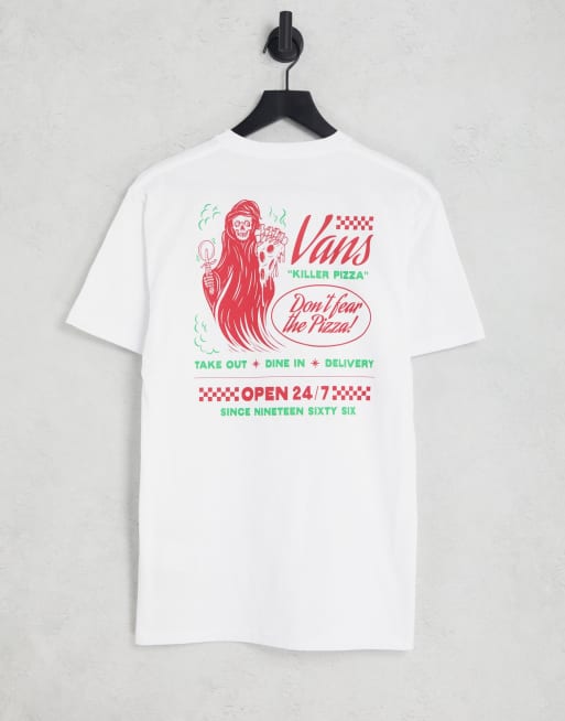 Vans – Pizza Fear – T-Shirt in Weiß mit Print hinten