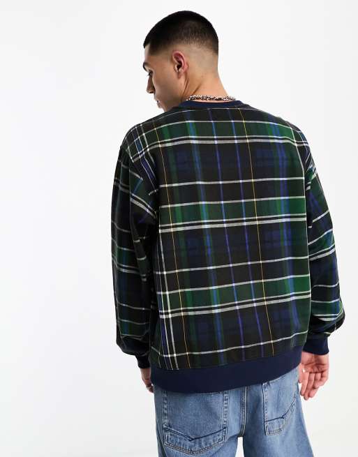 Vans plaid sweatshirt in dark green and black