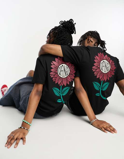 Vans – Planta – Svart t-shirt i unisex-modell med tryck baktill