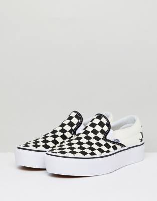 vans slip on checkerboard plateau
