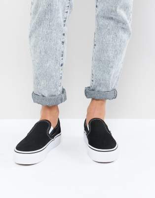 vans slip on platform black