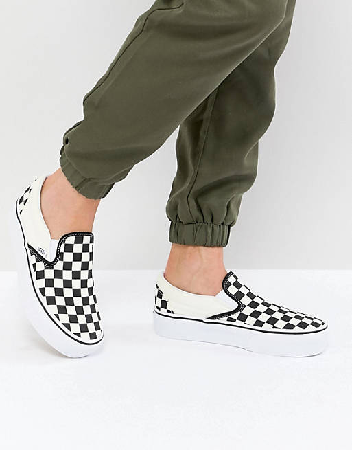 Vans Platform Slip On Sneakers In Checkerboard