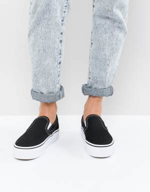 Vans Platform Slip On Trainers In Black And White