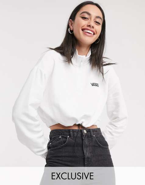 Vans - Polaire à logo avec col zippé - Blanc - Exclusivité ASOS