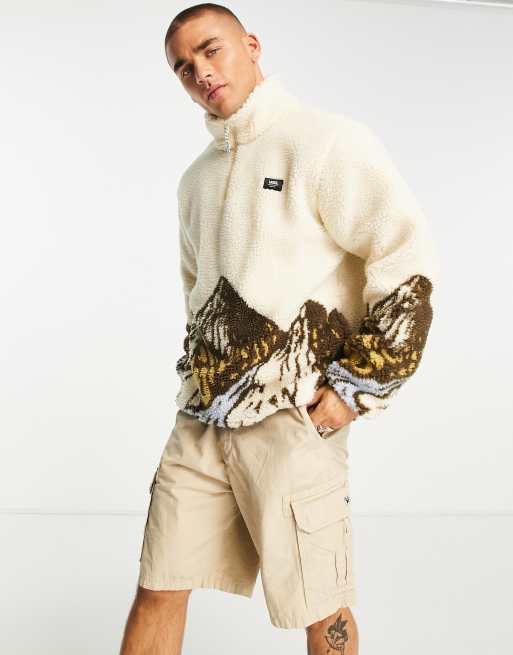 Vans - Polaire en imitation peau de mouton à col zippé et imprimé montagnes  sur l'ensemble | ASOS